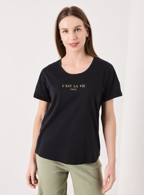 Polera Básica Estampado de Algodón