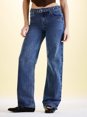 Imagen 1 del producto Jeans Straight Cinturón Tachas