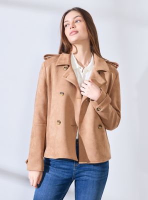 Chaqueta Tipo Trench Corto Agamuzado