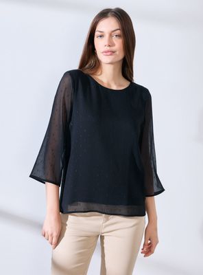 Blusa Doble Capa con Chispitas Metalizadas