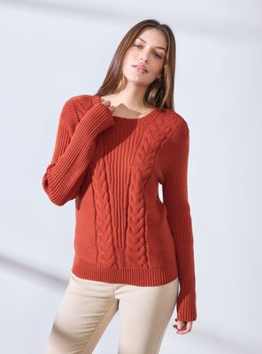 Sweater con Diseño de Trenzas en Delantero