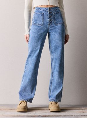 Jeans Ancho con Botones