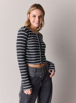 Polera Rayada con Botones