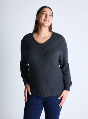 Sweater Trenzado Escote V Curvy