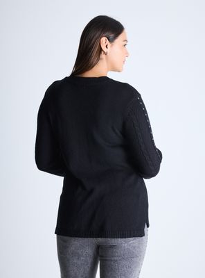 Imagen 2 del producto Sweater Trenzado Escote V Tachas Mangas Curvy