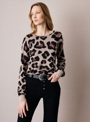 Sweater Jackquard con Detalles Metalizados