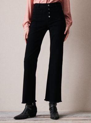 Jeans con Botones a la Vista y Basta Desflecada