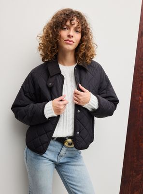 Parka Acolchada Cuello Contraste