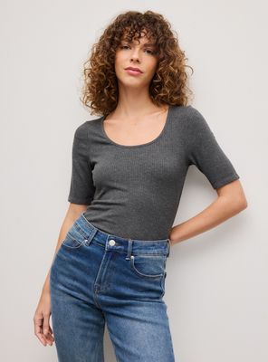 Polera Manga Codo Acanalada