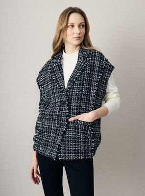 Chaqueta sin Mangas Estampado a Cuadros