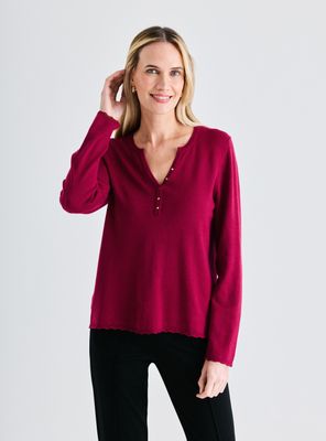 Sweater Crochet en Puño y Basta con Botones Metálicos