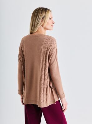 Imagen 2 del producto Sweater Trenzado Tipo Poncho con Botones en Costado