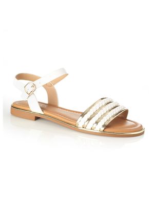 Imagen 2 del producto Sandalia Baja Correas Metalizada y Trenzada Mujer