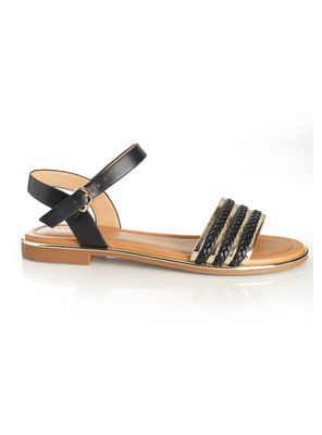 Sandalia Plana Detalles Metalizado Mujer