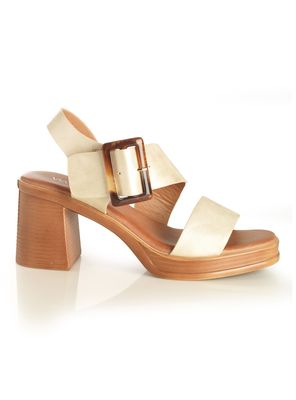 Sandalia con Hebilla y Taco Cuadrado Mujer