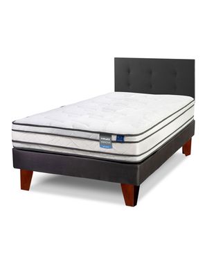 Cama Europea Innova 1 Plaza Box + Respaldo Royal Negro