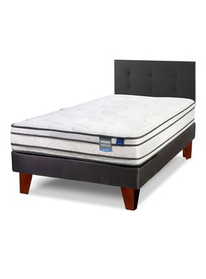 Cama Europea Innova 1.5 Plazas Box + Respaldo Royal Negro