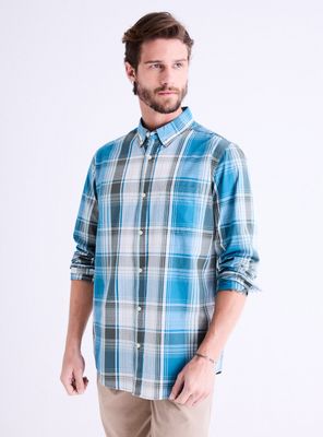 Camisa Manga Larga Poplin Cuadros Grandes Colores