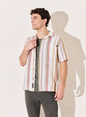 Camisa Tejida Rayada y manga corta