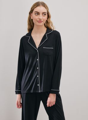 Pijama Camisero Piping en Contraste