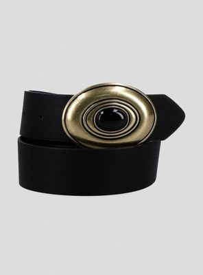 Cinturón Hebilla Metálica y Piedra Cuero Sintético