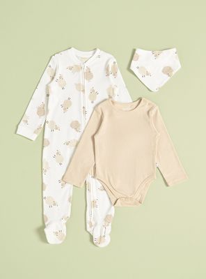 Conjunto Tripack Body, Osito y Babero a Juego