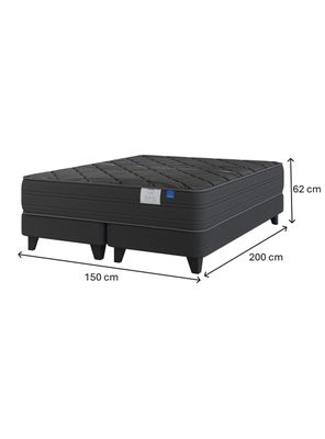 Imagen 2 del producto Cama Europea 2 Plazas Black Base Dividida Gris + Respaldo