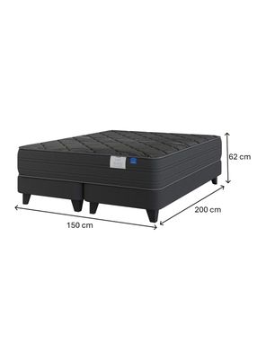 Imagen 2 del producto Cama Europea 2 Plazas Black Base Dividida Gris Respaldo + Veladores
