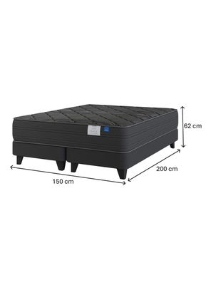 Imagen 2 del producto Cama Europea 2 Plazas Black Base Dividida Gris Respaldo + Veladores