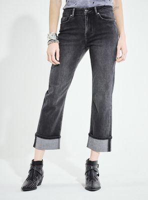 Jeans Slim Fit Roll Up Tiro Medio