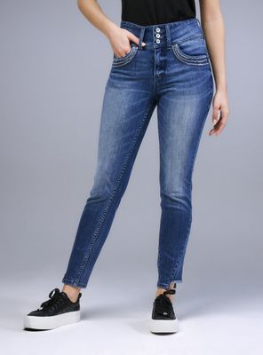 Jeans Push Up 3 Botones Lentejuelas en Bolsillo