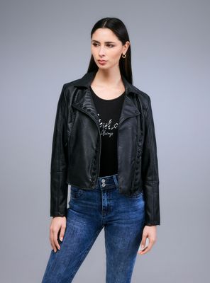 Chaqueta Rockera Simil Cuero con Broches Grandes