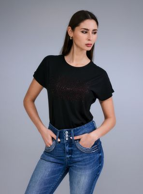Polera Básica Holgada Estampado Brillante