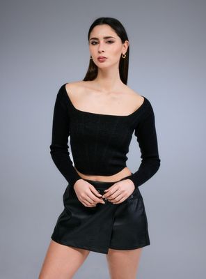 Polera Tejida Cuello Cuadrado con Lurex