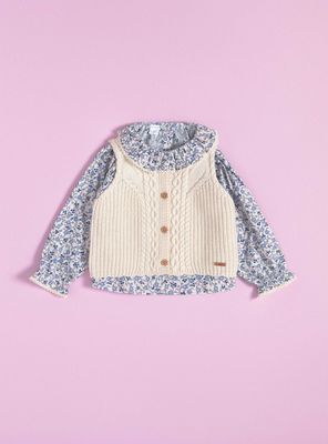 Chaleco sin Manga con Blusa Falsa Estampada