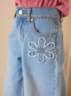 Imagen 2 del producto Jeans Wide Leg con Parches de Flor