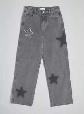 Jeans Aplicación Parche Estrella y Print