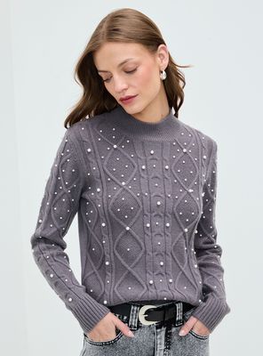 Sweater Liso con Print Color