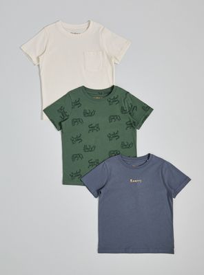 Polera Lisa Tripack Estampado Niño