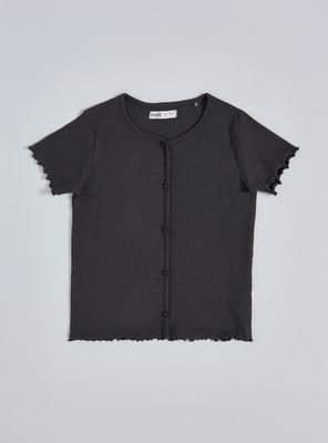 Polera Rib con Botones Decorativos