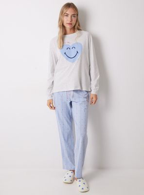 Pijama Largo Algodón Corazones
