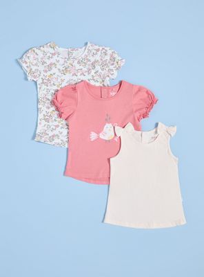 Polera Tripack con Estampados Combinados