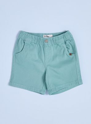 Short de Color Sólido con Cintura Elasticada