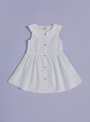 Vestido con Cuello Payaso Abotonado Adelante