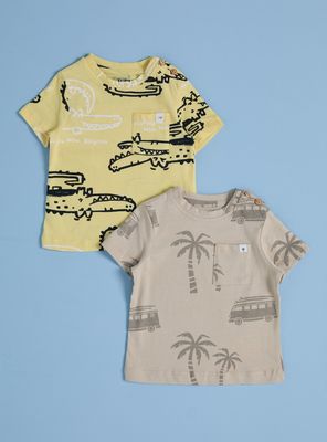 Polera Bipack Estampada y Bolsillo Frontal