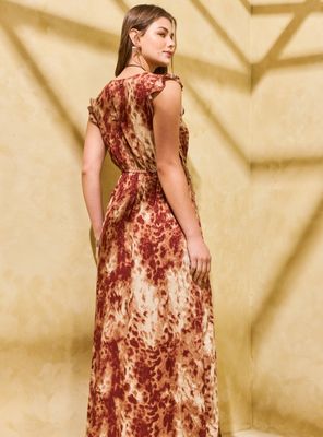 Imagen 2 del producto Vestido Estampado con Corte Elasticado Bajo Busto