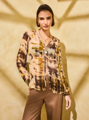 Blusa Transparente Estampado Étnico