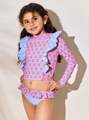 Traje de Baño Dos Piezas con Vuelitos Full Estampado