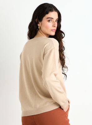 Imagen 2 del producto Sweater Cuello Redondo Hombro Caído con Aplicación de Tachas