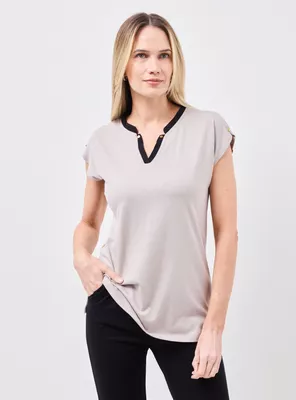 Polera Hombro Caído Detalle Cuello